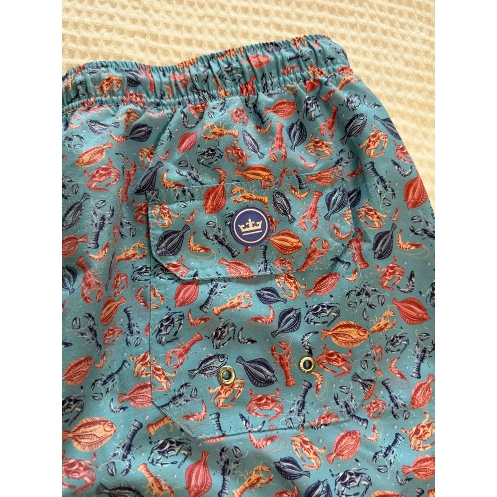 Peter‎ Millar Swim Trunks Mens XL Blue Lobster Crab Fish Print 8 Inch Inseam